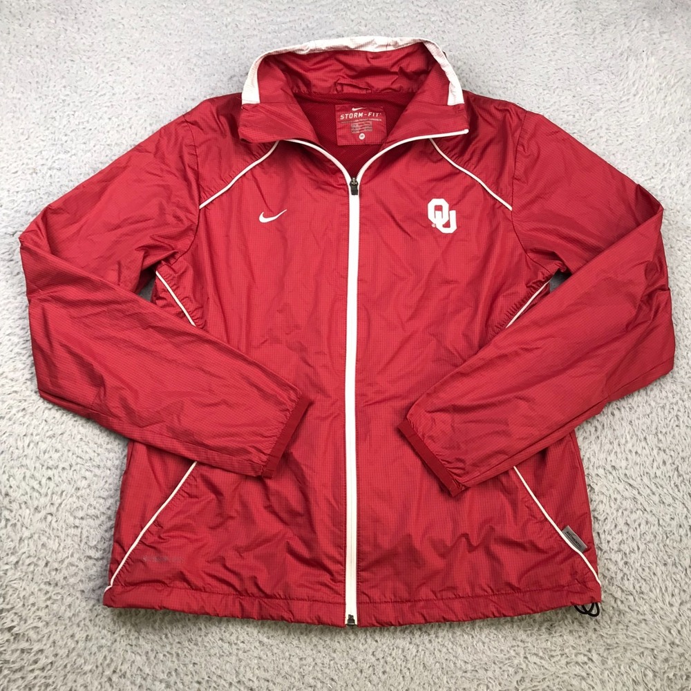 OU Oklahoma Sooners Nike Storm Fit Jacket Womens M (8-10) Red Zip Up Windbreaker